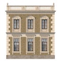 Brick facade of a classic-style house with windows. 3d rendering Royalty Free Stock Photo