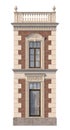 Brick facade of a classic-style house with windows. 3d rendering. Royalty Free Stock Photo