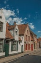 Brick facade of houses in street of Bruges Royalty Free Stock Photo