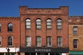 Brick facade of old fashioned building