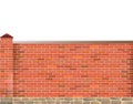 Brick fence with columns and stone foundation. Horizontal seamless design. Isolated on white background Vector. Royalty Free Stock Photo