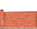 Brick fence with columns and stone foundation. Horizontal seamless design. Isolated on white background Vector Royalty Free Stock Photo