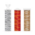 Brick fence posts with caps. 3D vector illustration