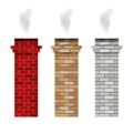 Brick fireplace chimney pipes. 3D vector illustration Royalty Free Stock Photo