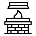 Brick fireplace icon outline vector. Furnace burning