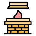 Brick fireplace icon vector flat