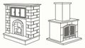 Brick Fireplaces, Home Decor, Heating, Interior Design, vector design Generative AI Royalty Free Stock Photo