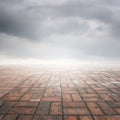 Brick floor and rainclouds for background