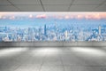 Brick floor space and Shenzhen financial district skyline Royalty Free Stock Photo