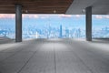 Brick floor space and Shenzhen financial district skyline Royalty Free Stock Photo