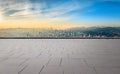 Brick floor space and Shenzhen financial district skyline Royalty Free Stock Photo
