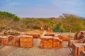 Lush savannah greenery around ancient ruins, Bagan, Myanmar Royalty Free Stock Photo