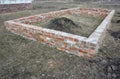 Brick foundation wall under construction Royalty Free Stock Photo