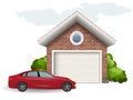 Brick garage and car