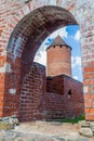 Brick gate and a tower Turaida castle, Latv Royalty Free Stock Photo