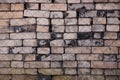 Brick grating and texture background. Gray brick wall in black steel lattice pattern background. Royalty Free Stock Photo