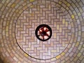 Brick herringbone domed ceiling and light