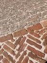 Brick Herringbone Pattern Stone Wall