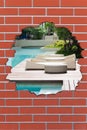 Brick hole with relaxing place Royalty Free Stock Photo
