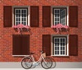 Brick house and bicycle