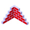 Brick house corner icon isometric vector. Concrete building