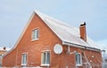 Brick house covered snow Royalty Free Stock Photo
