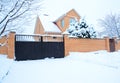 Brick house covered snow in winter Royalty Free Stock Photo