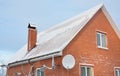 Brick house covered snow in winter Royalty Free Stock Photo