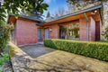 Brick house exterior. View of entrance porch Royalty Free Stock Photo