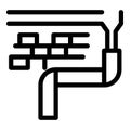 Brick house gutter icon, outline style