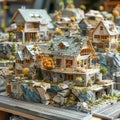 Brick House in Mountain Village - Miniature Model