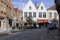 Brick houses and a narrow street as seen in Bruges, Belgium Royalty Free Stock Photo