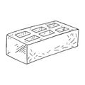 Brick icon. Vector of  brick building. Hand drawn single brick Royalty Free Stock Photo