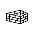 Black line icon for Brick, wall and brickwork