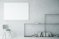 Brick interior with modern bookshelf Royalty Free Stock Photo