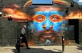 Brick Lane street in East London ,Dale Grimshaw graffiti artist Royalty Free Stock Photo