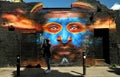 Brick Lane street in East London , the home of the graffiti artists