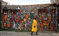 Brick Lane street in East London , the home of the graffiti artists