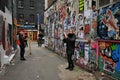 Brick Lane street in East London , the home of the graffiti artists