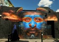 Brick Lane street in East London , the home of the graffiti artists