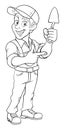 Brick Layer Mason Builder Cartoon Man Pointing Royalty Free Stock Photo