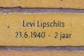 Brick Levi Lipschits At The Holocaust Name Monument At Amsterdam The Netherlands 28-10-2021