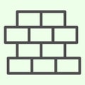 Brick line icon. Building wall with bricks outline style pictogram on white background. Homebuilding and Brickwork signs