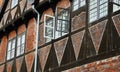 Brick masonry filled infill in a half-timbered house in the historic old town of the Hanseatic city of LÃÂ¼neburg with an open