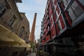 Brick masonry industrial chimney at Rotermann Quarter - former industrial area with modern architecture - Tallinn, Estonia