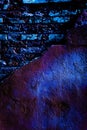 Brick neon wall. Dark blue night light. Abstract bar neon texture. Celebratory night view, neon light, rays background. Royalty Free Stock Photo