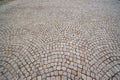 Curve Brick octagona walkway in garden park with perspective view Royalty Free Stock Photo