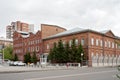 Brick old building of the intermunicipal administration of the Ministry of Internal Affairs of the Russian Federation. Royalty Free Stock Photo