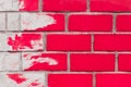 Brick old urban wall in red and white paint abstract brush design pattern street texture background Royalty Free Stock Photo