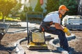 Brick Paver Worker Royalty Free Stock Photo